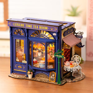 Robotime Rolife Leisure Time Tea Room 1:24 DIY Miniature House 3D Puzzle Toy Decor for Kid Girls Gift