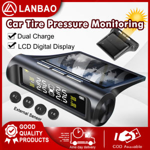 Car TPMS Tire Pressure Alarm Monitor System Solar Power Charge Wireless Tyre Pressure Real-time Monitoring System High Brightness Colorful LED Display Car Tyre Pressure Alarm + 4 External Sensors