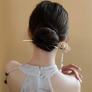 [haoh] ปิ่นปักผมตะเกียบพู่ห้อยทรง U ปิ่นปักผมไข่มุกดอกไม้เครื่องประดับผมสไตล์จีน