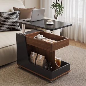 Multi-Functional Coffee Table with Lift Storage & Trolley Design Modern Adjustable Side Table