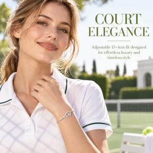 UNQIN Exquisite Tennis Racket Necklace Dazzling Adjustable Chain Sparkling Zircon Bracelet Versatile Creative Sport Theme Jewelry For Women