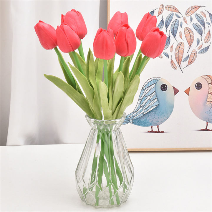 Multicolor Tulips ArtificialFlowers Tulip Stems Real Feel Tulips