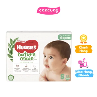 Bỉm tã dán Huggies Platinum Nature Made size S 82 miếng (4-8kg)