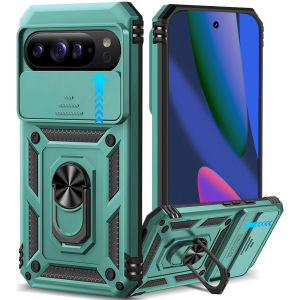 Slide Camera Lens CoverBuilt-in 360 Rotate Ring Stand Dual Layer Shockproof Protective Phone Case for Google Pixel 10 Pro XL CasePixel 10 Pro CasePixel 10 CasePixel 9 Pro XL CasePixel 8 Pro/8A/7 Pro/7A/6 Pro/6r