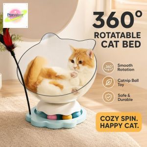 Space Capsule Cat Bed Semi Enclosed Cat Nest With Spinning Ball Toy Four Seasons Use For Cats Play Rest Home Decor