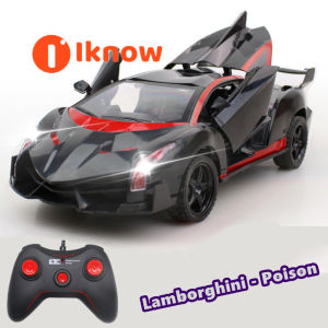 I Know Lamborghini - Poison Control Car RC Cars Xmas Gifts For Kids 1/18 Electric Sport Racing Hobby Toy Car Model Vehicle For Boys Girls Adults With Lights And Controller One-Button Automatic Door/tail Opening