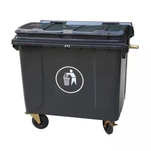 660L Large Outdoor Trash Bin Large Commercial Cleaning and Transportation Rubbish Collector Hand Push Large Capacity Sanitation Garbage Can