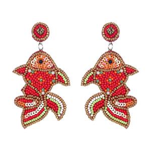 Phóng Đại Cá Chép Cá xương/đính cườm cá vàng bông tai bohemian tai Phụ kiện trang sức cho triển lãm nghệ thuật và sự kiện âm nhạc