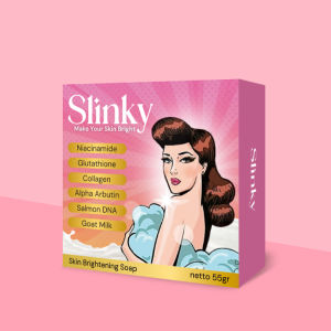 SLINKY Sabun Pencerah & Sabun Mandi Pemutih Badan Ori Sabun Whitening Soap Sabun Susu Collagen Sabun Kulit Sabun Muka Sabun Tangan Sabun Serbaguna - Glutathione Niacinamide Alpha Arbutin Salmon DNA Goat Milk Olive Oil 55gram