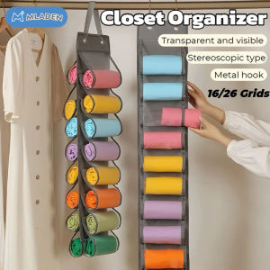 MLADEN 16/26 Grids Hanging Closet Organizer Sock Underwear Rolled Clothes Storage Bag Wardrobe Space Saving