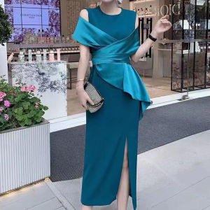 Party Dinner Formal Dress For Women One-shoulder Split High Waist One Step Style New Design Dress Female Fashion