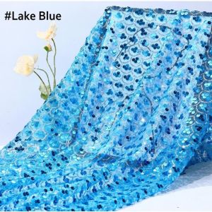 JING Encrypted Sequin Tulle Fabric DIY Sewing Material Apparel Sewing Sequin Mesh Fabric Versatile Fish Scale Pattern Sequins Backdrop Fabric