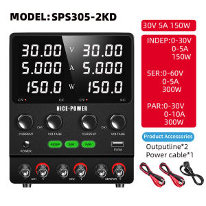 KUAIQU Encoder Dual-Channel Adjustable DC Power Supply 30V 60V 5A Digital Display Dual Output Voltage and Current Meter