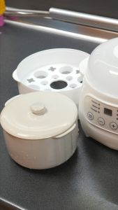 Glnest Electric Stew Pot 1000ML Slow Cooker Multi Cooker Ceramic Inner Pot Mini Electric Cooker Soup Porridge Dessert Cooker 24H Timer Keep Warm Portable Small Cooker Periuk Elektrik