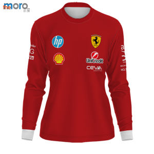 the moro-Kaos Baju Tshirt Jersey F1 Ferrari 2025 Driver Mobil Formula Satu Wanita Dewasa Lengan Panjang|Printing Sublime