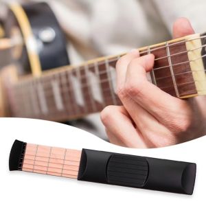 LITUILI 4 phím đàn Đàn guitar bỏ túi 6 phím đàn Gỗ phong Dụng cụ tập hợp âm cho cần đàn guitar Giảng viên Đen Trình huấn luyện hợp âm guitar Dành cho người mới bắt đầu.