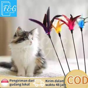 F&G Tongkat kucing lucu Warna Warni Mainan kucing Tongkat bulu interaktif Cat Teaser Stick