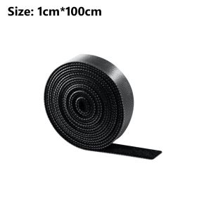 1CM/1.5CM/2CM Width Cable Management Black Fastener Tape Cable Organizer Adhesive Hook And Loop Tape Cable Ties