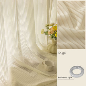 XTEN 1pc Korean Aesthetic White Sheer Curtain Louver with Ring 5ft 7ft for Window Bedroom Lace Curtain for Living Room