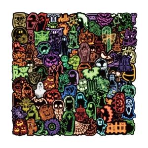 100 Halloween Cartoon Transfers Impermeable Record Transfers With Light In Dark Effect For DIYParty Materials