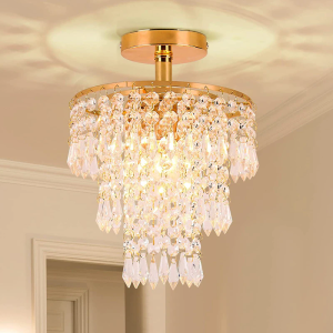 3-color Nordic modern circular crystal chandelier dining room bedroom living room entrance lighting decoration corridor crystal ceiling chandelier