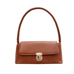 R3LRW0X Vintage Stone Pattern Bag Large Capacity Handbag Rectangle Shoulder Bag Trendy Armpit PU Leather Bag Girls