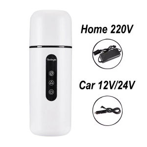 Portable Car Electric Kettle Car Heating Cup with Stirrer 12V24V Universal Stainless Steel Water Warmer Bottle with LCD Display Coffee Kettle
