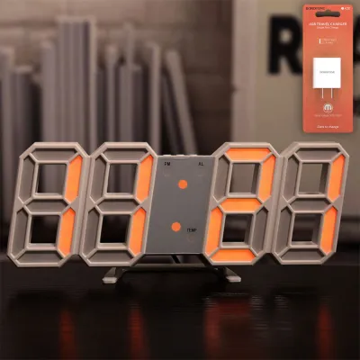 Đồng Hồ LED Để Bàn Treo Tường 3D Smart Clock Tích Hợp Báo Thức Hiển Thị Nhiệt Độ Cảm Biến Âm Thanh