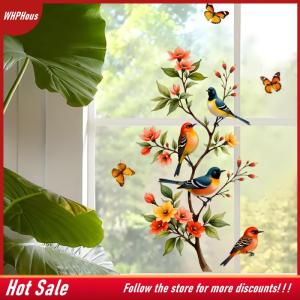【COD】🔥🔥🔥 Tree Branch Bird Butterfly Sticker Window Cling Butterfly Decal Glass Door Decoration Home Fridge Sticker Electrostatic Sticker