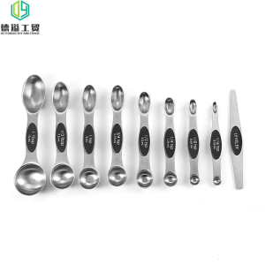 9Pc Practical Stainless Steel Double Ended Measuring Spoons Set with Ergonomic Handle for Kitchen Enthusiasts