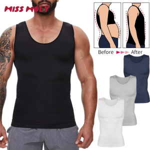 Compression Shirts Men Tummy Control Shapewear Compression Shirt Flat Belly Abdomen Slim Vest Waist Trainer Fitness Workout2026