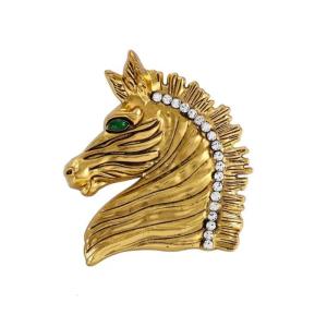 Vintage Horse Head Brooch Alloy Astrological Symbol Formal Casual Wear Retro Animal Chest Flower Decoration