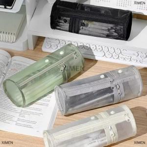 CANAMEK Mesh Dual-use Makeup Brush Storage Bag Portable Brush Case Simple Large Capacity Brush Bucket Holder Travel Stand-up Pouch