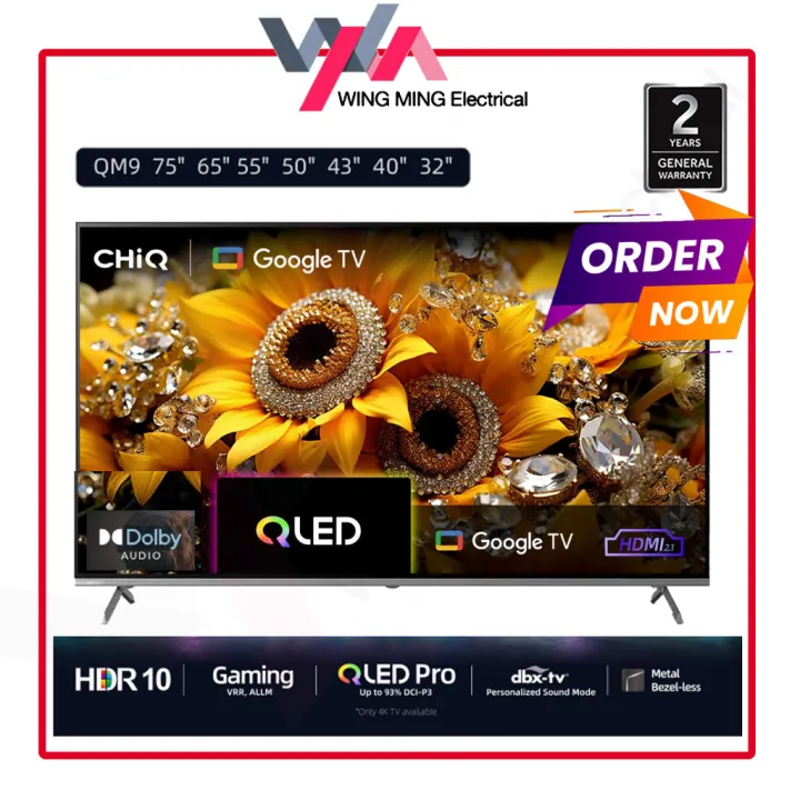 CHiQ QLED PRO 4K Google TV 75" - QLED - HDR 10 - Gaming - Netflix - YouTube - HDMI - USB - 2 Years Warranty