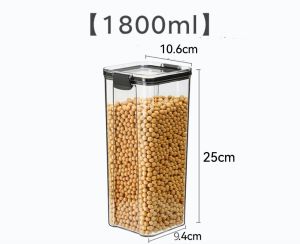 HB Airtight Food Storage Container Clear Plastic Sturdy Canisters with Easy Lock For Kitchen Pantry Organization KC146
