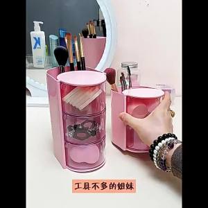 Clear Storage Box Rotating Design compact organiser and display case dust-protection storage for desk dressing table and shelf for Home Desk Wardrobe Shelf and Travel Organisation