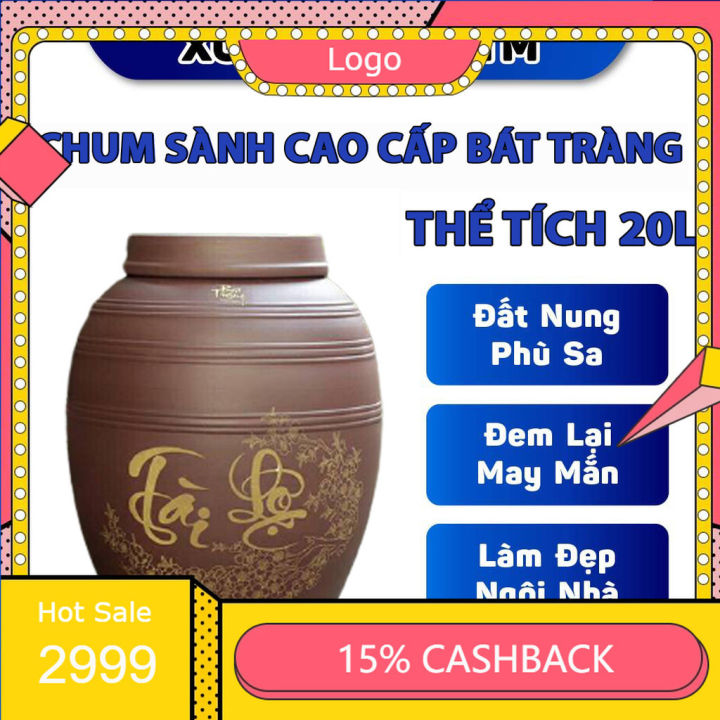 [VOUCHER 10%] Hũ sành đựng gạo, đựng nước, ngâm rượu chữ Tài Lộc gốm sứ ...
