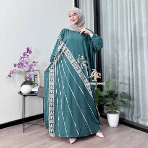 Kaftan Motif Cempaka Ld 180 cm Kaftan Panjang Muslim Wanita Nyaman