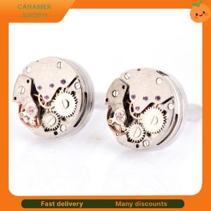❣️❣️❣️ 1Pair Vintage Mens Cufflinks Watch Movement Cuff Links Wedding Silver Steampunk