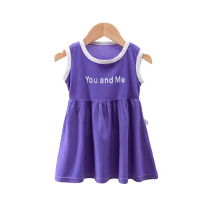 【พร้อมส่งจากกรุงเทพ】🚀ชุดเดรสเด็กผู้หญิง ไม่มีแขน สไตล์สปอร์ต ผ้านุ่ม เอวยืาย 2-14 ปี