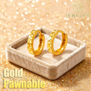 18K Gold Retro Hoop Earring Circle Earrings for Women Jewelry Accessories
