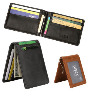 Rfid Wallet Slim Leather Money Clip Women Purse Men Metal Clip Business ID Credit Card Cases Travel Wallet
