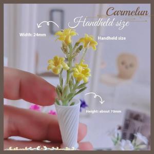 [Carmelun] 1 Piece Dollhouse Mini Table Flower Simulation Plant Potted Model Miniature Desktop Home Ornament Micro Scene Decoration