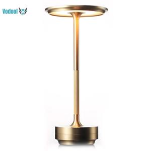 Rechargeable Metal Table Lamp Dimmable Portable LED Desk Lamp with 3 Color Modes for Restaurant Hotel Bar Bedroom Decor [Vodool Official Center]