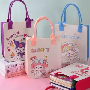 2024 New Sanrio Hello Kitty Felt Tote Bag Kuromi Cinnamoroll My Melody Cartoon Cute Girl Fashion Large Capacity Portable Crossbody Bag Girl Gift