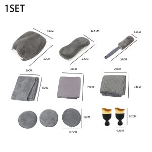 11 cái khăn lau xe hơi bằng sợi microfiber Kit bàn chải lốp đầu loại bỏ miếng đệm chi tiết bọt biển làm sạch nội thất cần thiết dụng cụ làm sạch