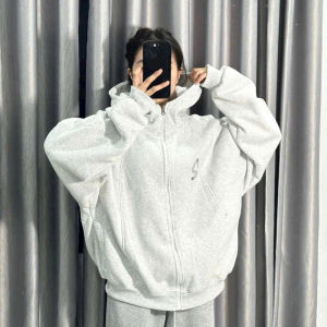Áo Khoác Zip Hoodie Chữ S LOVE SAND Thun Nỉ Len Dài Tay Phồng Cánh Dơi Form Boxy Chống Nắng Thu Đông Top Jacket Đen