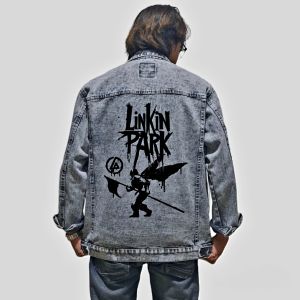 Jaket Jeans Denim Pria SABLON band music rock - SANDWASH ABU SLAYER SABLON