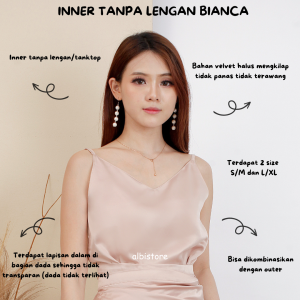 INNER BIANCA INNER BAHAN VELVET MENGKILAP TANPA LENGAN MANSET DALAMAN