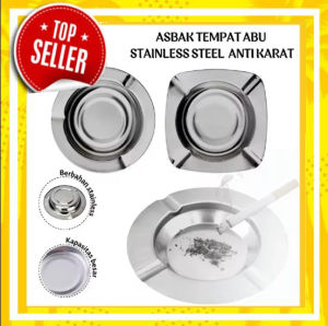 ( 3 pcs ) Paket Hemat Asbak Stainless Steel Tebal - Tempat Puntung Rokok Stainless